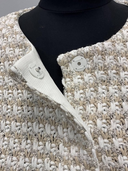 tan/white tweed cotton cardigan in multicolor