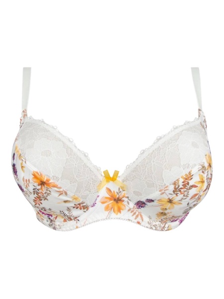 jardin delice three part seam bra in yellow/purple