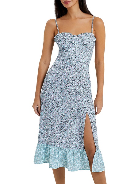 enora womens floral print slit midi dress