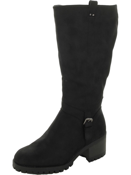 lorielle womens faux suede wide calf knee-high boots