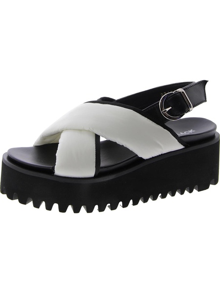 puffy flatform sandal womens laser cut casual ankle strap