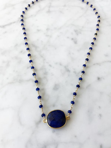 mrs. parker endless summer sapphire necklace in gold