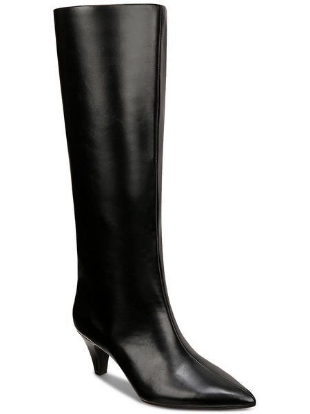 kaiaa womens faux leather kitten heel knee-high boots