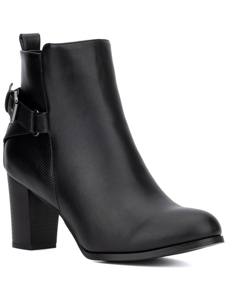 andra womens faux leather block heel ankle boots