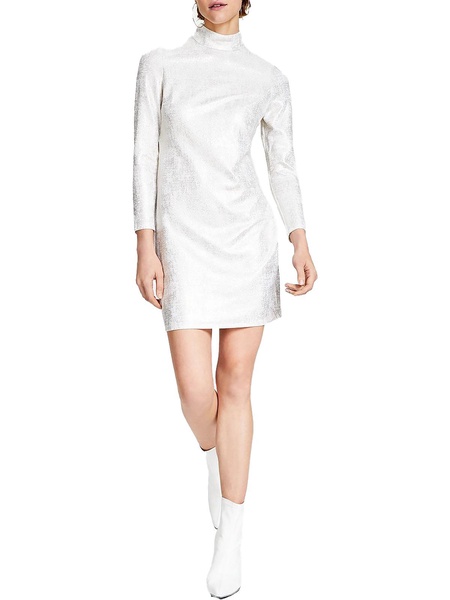 womens metallic mini sheath dress