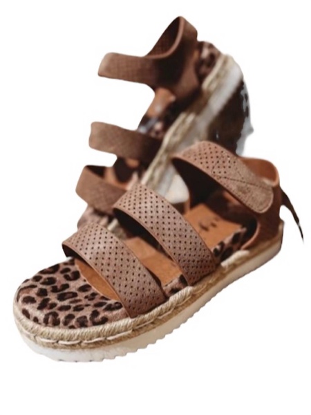 women's club sandal in taupe leopard