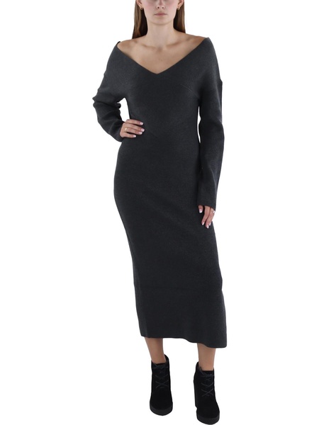 womens ribbed tea length sweaterdress