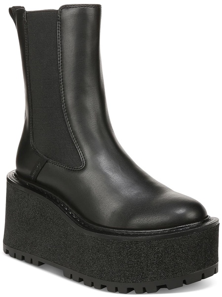 susan womens faux leather chunky chelsea boots