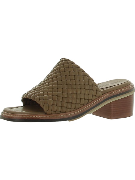 womens leather woven slide sandals