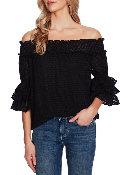 womens off the shoulder textured blouse