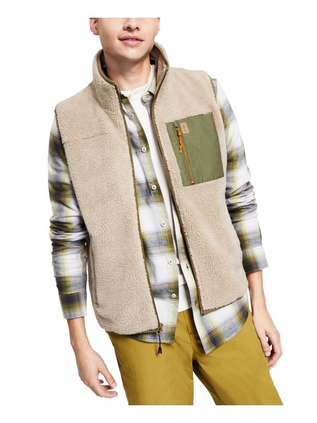 mens faux fur warm outerwear vest