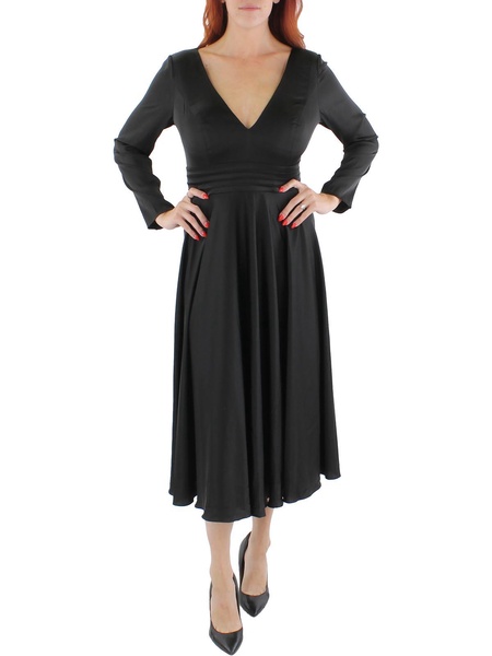 plus womens satin formal cocktail and party dress