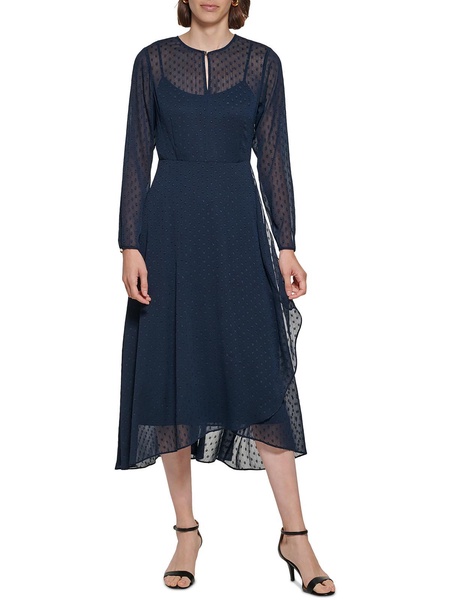 womens polka dot career midi dress