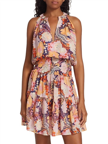 courtney floral silk minidress in midnight rose multi
