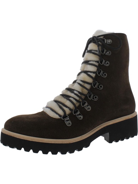 womens suede lace-up combat boots