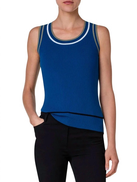 colorblock rib knit tank top in ink multi