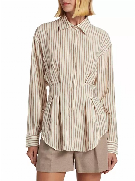 eritrea stripe linen top in white