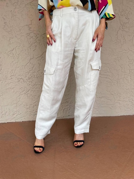 giada linen-blend tapered pants in wool white