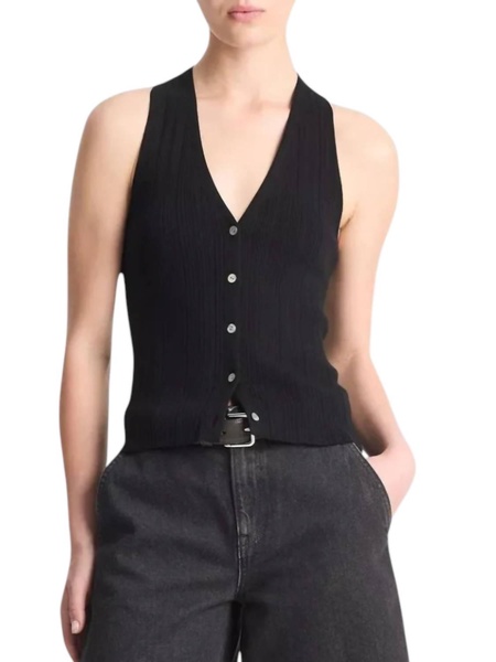 italian cotton blend tank top in black
