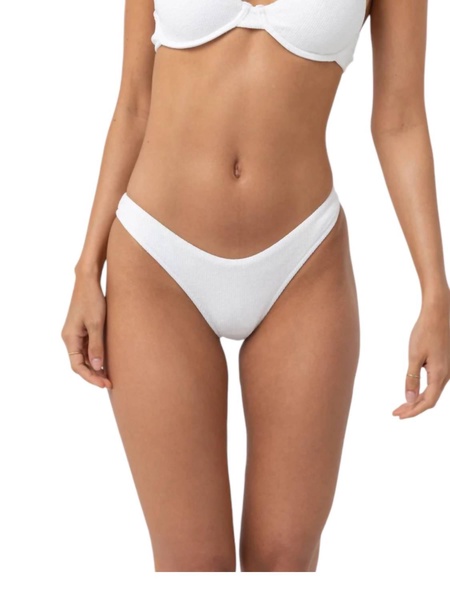 isla rib eco hi cut pant in white