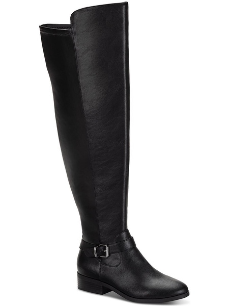 charlaa womens faux leather buckle over-the-knee boots