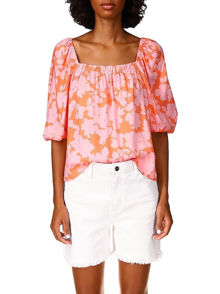 womens floral print square neck blouse