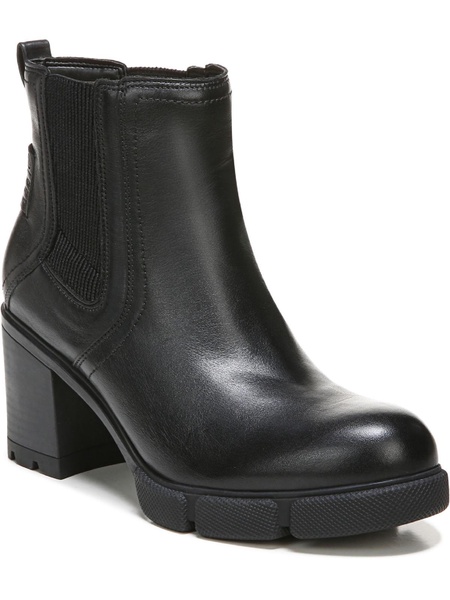mindy womens leather block heel chelsea boots