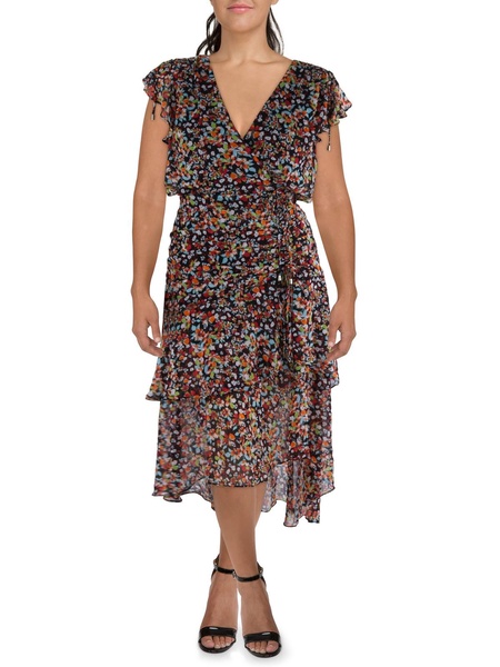 womens ruched mid-calf midi dress