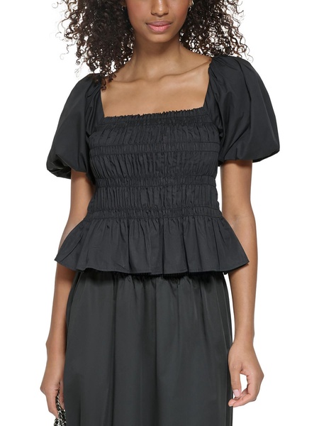 womens cotton smocked peplum top