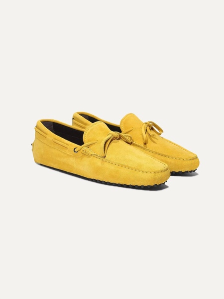 women's driving moccasin loafers in yellow suede