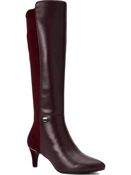 hakuu womens zipper pointed toe knee-high boots