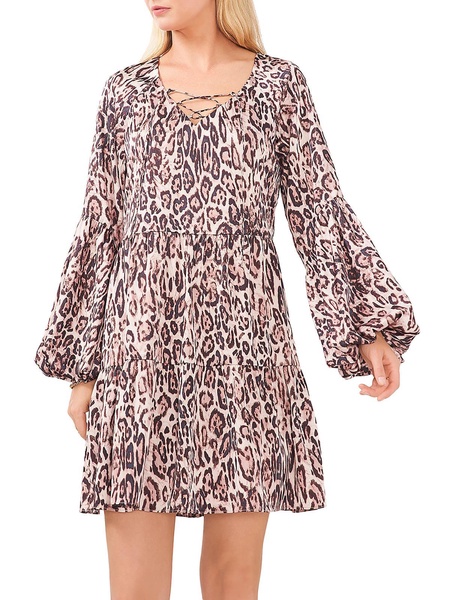 womens animal print short mini dress