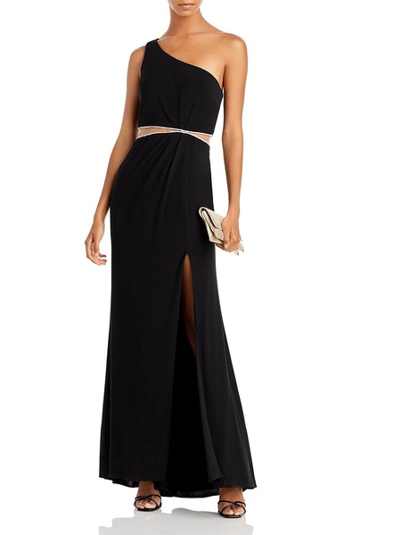 womens mesh inset long evening dress