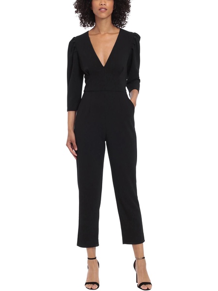 womens v-neck puff sleeve jumpsuit