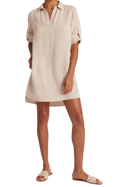 long sleeve a-line shirt dress in cliffside