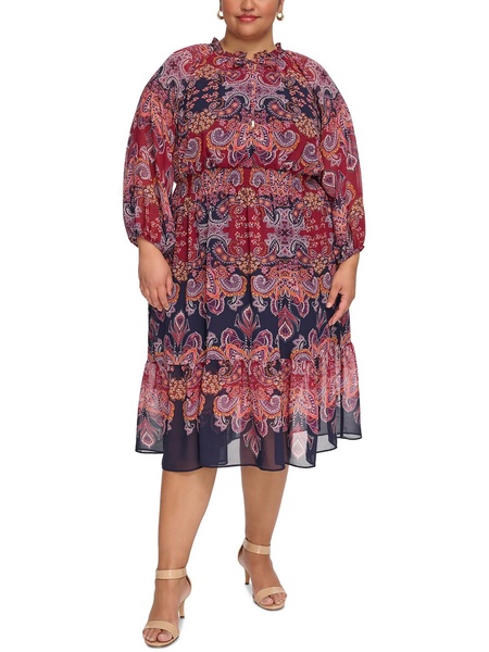 plus womens chiffon paisley midi dress
