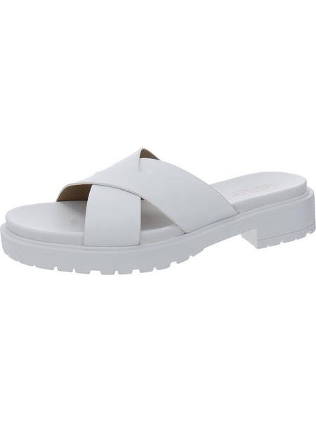 kelsie womens criss-cross front lugged sole slide sandals