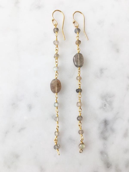 labradorite long chain earring