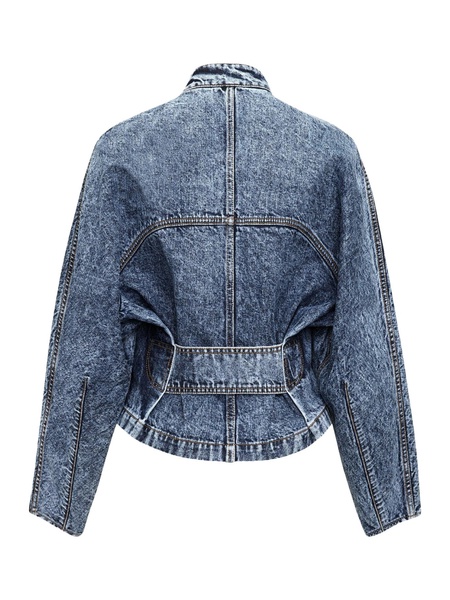 Washed-Out Zip-Up Denim Jacket