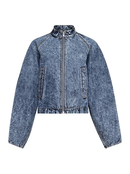 Washed-Out Zip-Up Denim Jacket