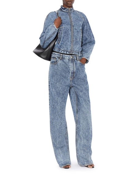 Washed-Out Zip-Up Denim Jacket