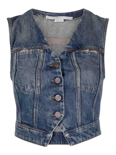 V-Neck Denim Waistcoat