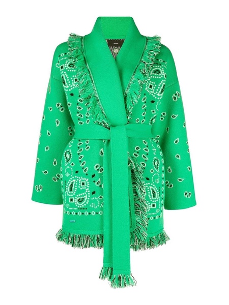 Green flash bandana belted cardigan