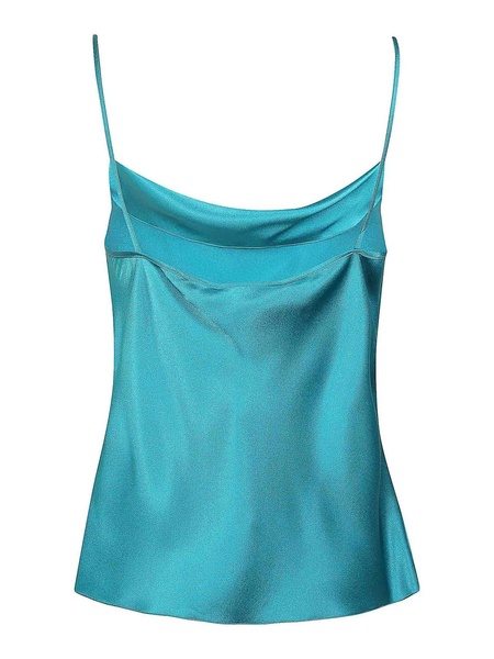 Green silk blend satin top