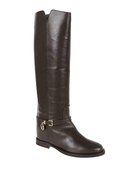 Knee boot in smooth leather