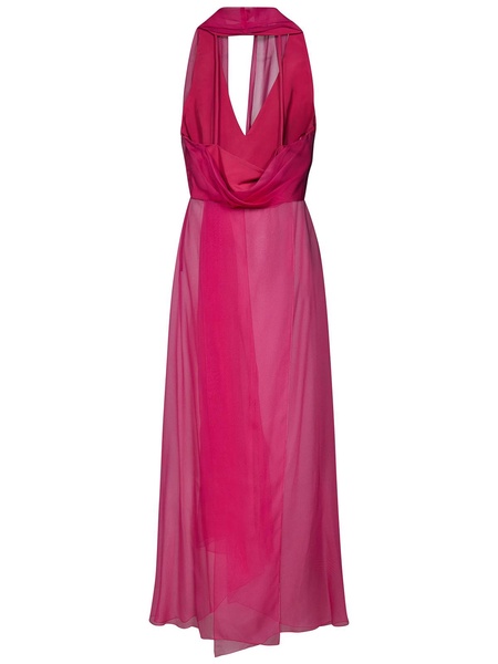 Fuchsia silk chiffon wrap top