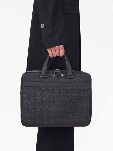 Monogram-Embossed Leather Briefcase