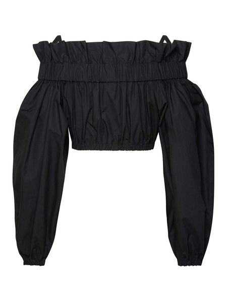 Crop Top In Black Cotton