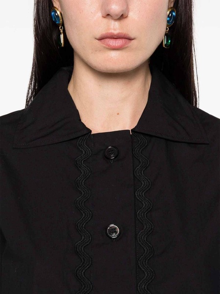 Wave-Applique Cropped Shirt