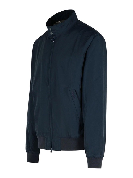 Royston Navy Waxed Cotton Bomber Jacket